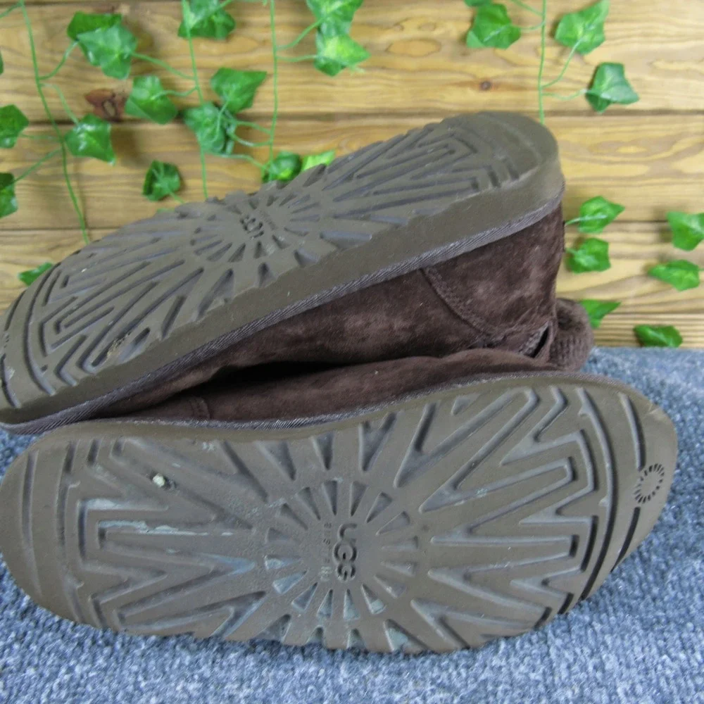 UGG Australia Nyla Women Brown Suede Knit Mid-Calf Boots Size 7‎ Shearling Lined